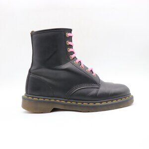 Doc Dr Martens Black Vegan Leather Combat Boots Women's 8 Men’s 7 Lace Up Boots